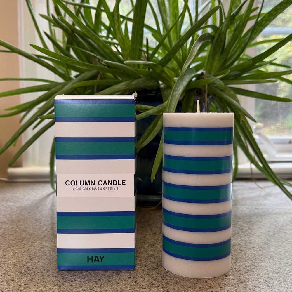 HAY Blue and Green Column Candle